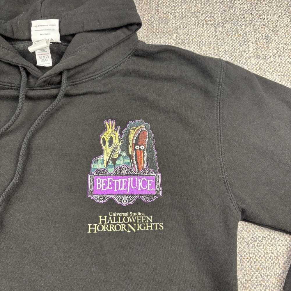Universal Studios Halloween Horror Nights HHN Beetlejuice Hoodie Adult Sz Small - Picture 4 of 8
